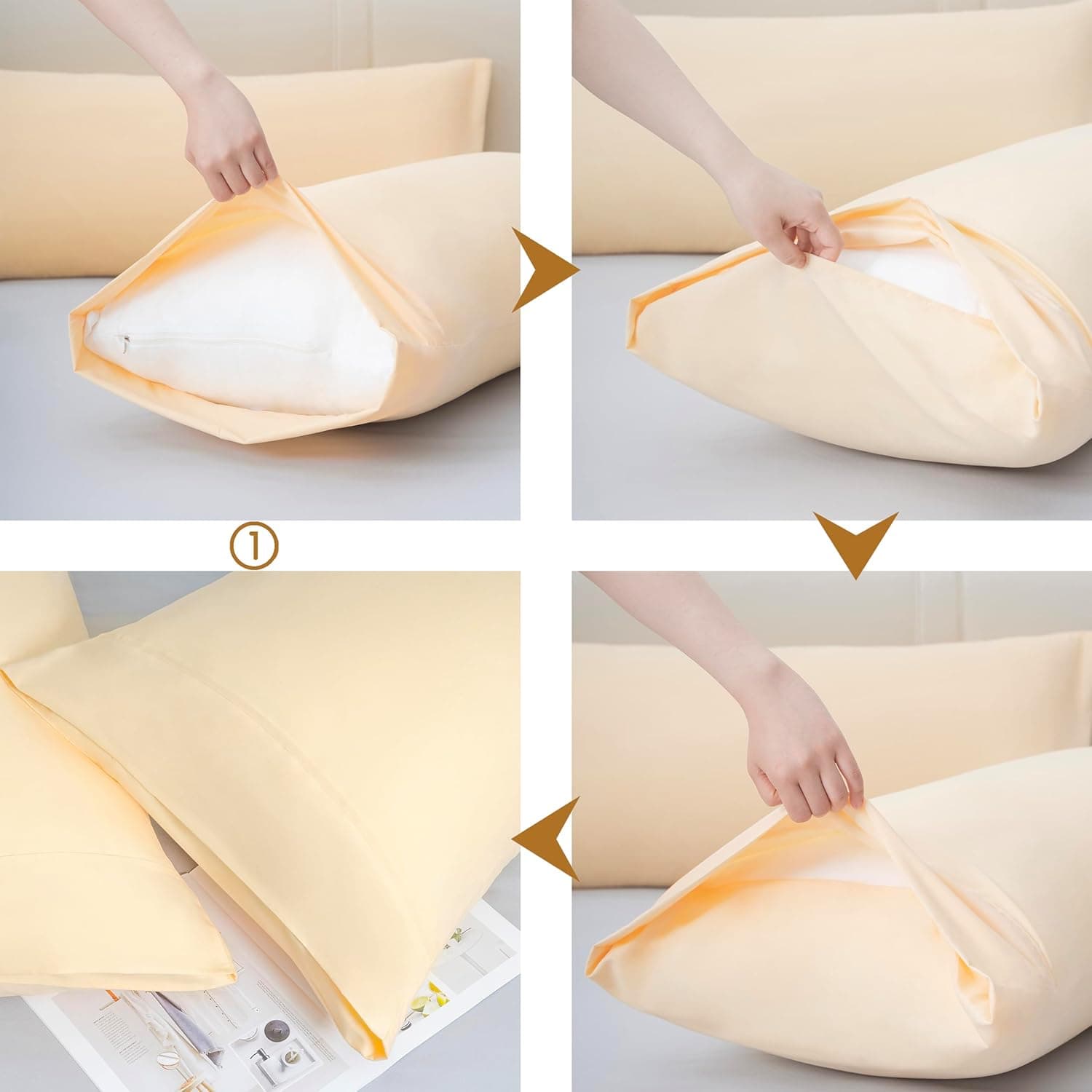 AYASW Pillowcases Standard Size Set of 2 Pieces Envelope Closure 1800 Double Brushed Microfiber Soft and Cozy Pillow Case Yellow 20x26 inches Wrinkle Fade Resistant Breathable Holiday Décor 5