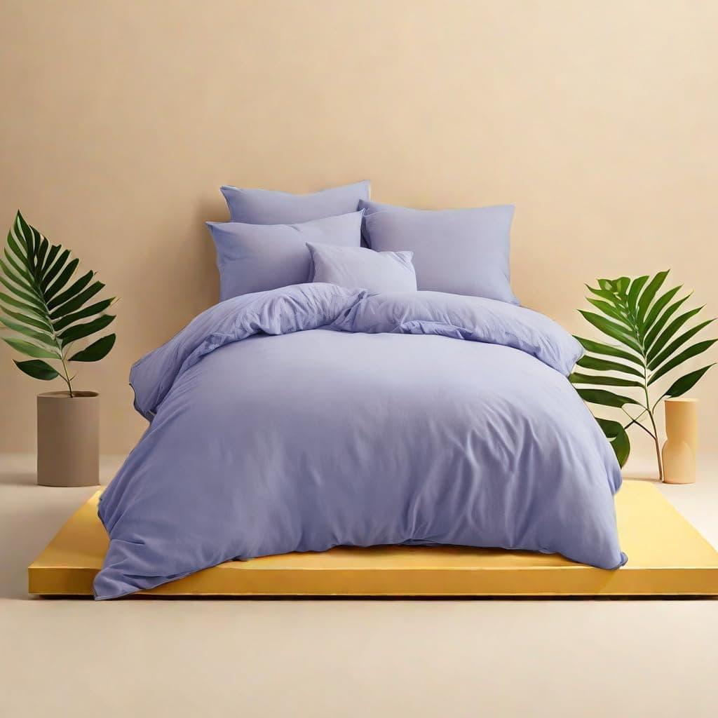 Parure de lit en microfibre brossée avec 1 housse de couette de 135 x 200 cm et 1 taie d'oreiller de 80 x 80 cm avec fermeture éclair, violet