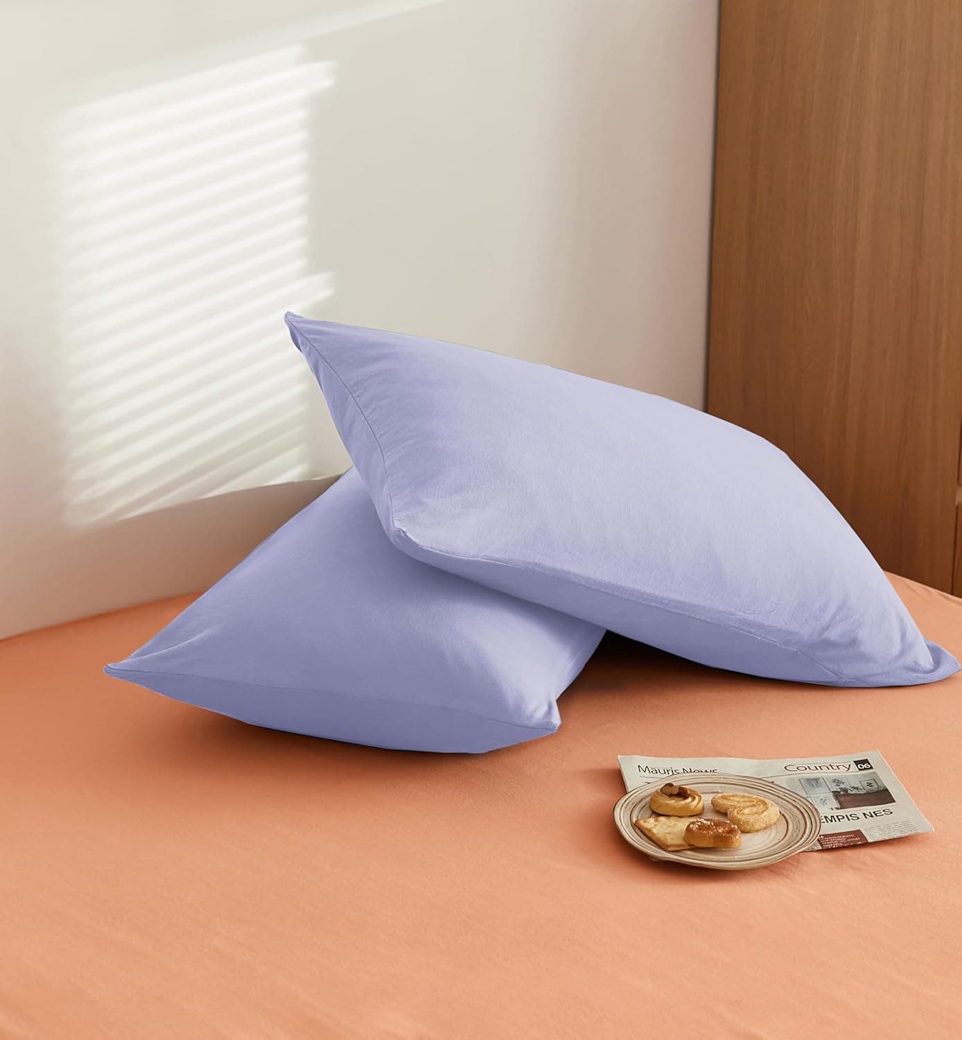 Parure de lit en microfibre brossée avec 1 housse de couette de 135 x 200 cm et 1 taie d'oreiller de 80 x 80 cm avec fermeture éclair, violet 4