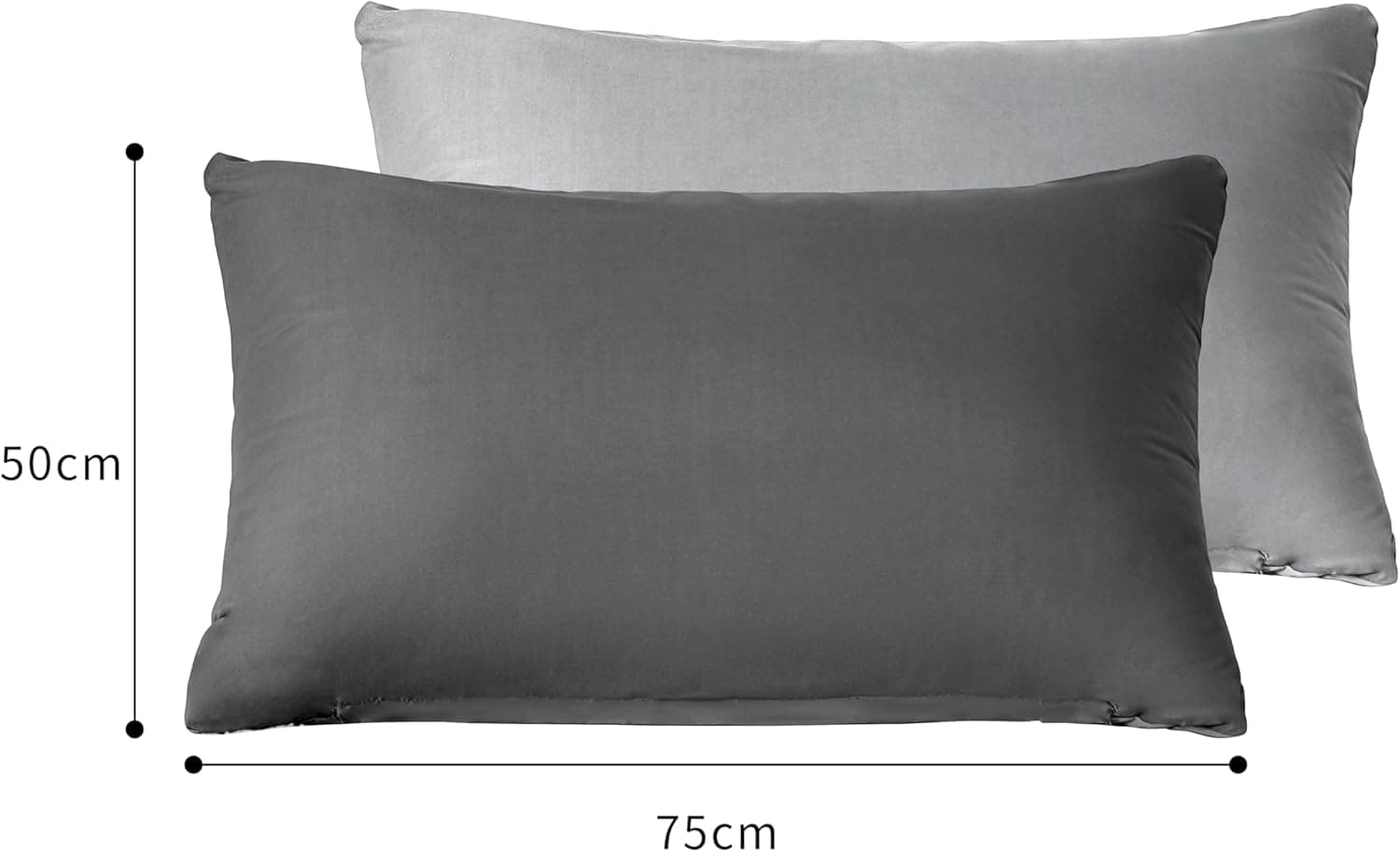 Lot de 2 taies d'oreiller à fermeture éclair en microfibre brossée pour chambre à coucher (50 x 75 cm) - Gris foncé et gris clair 2