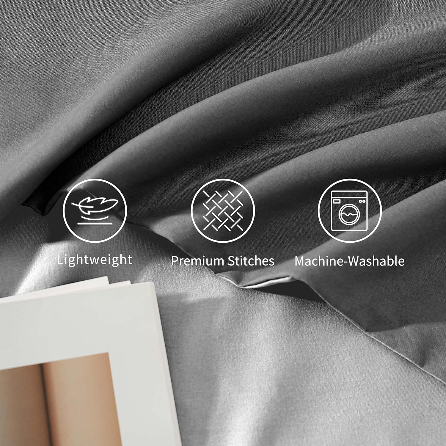 Lot de 2 taies d'oreiller à fermeture éclair en microfibre brossée pour chambre à coucher (50 x 75 cm) - Gris foncé et gris clair 3