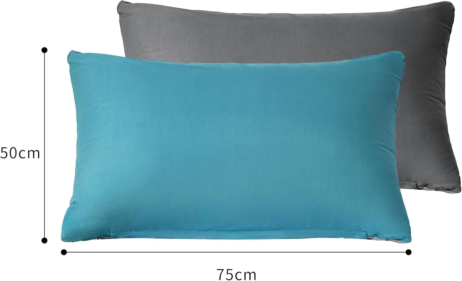 Lot de 2 taies d'oreiller à fermeture éclair en microfibre brossée pour chambre à coucher (50 x 75 cm) - Gris et bleu sarcelle 2