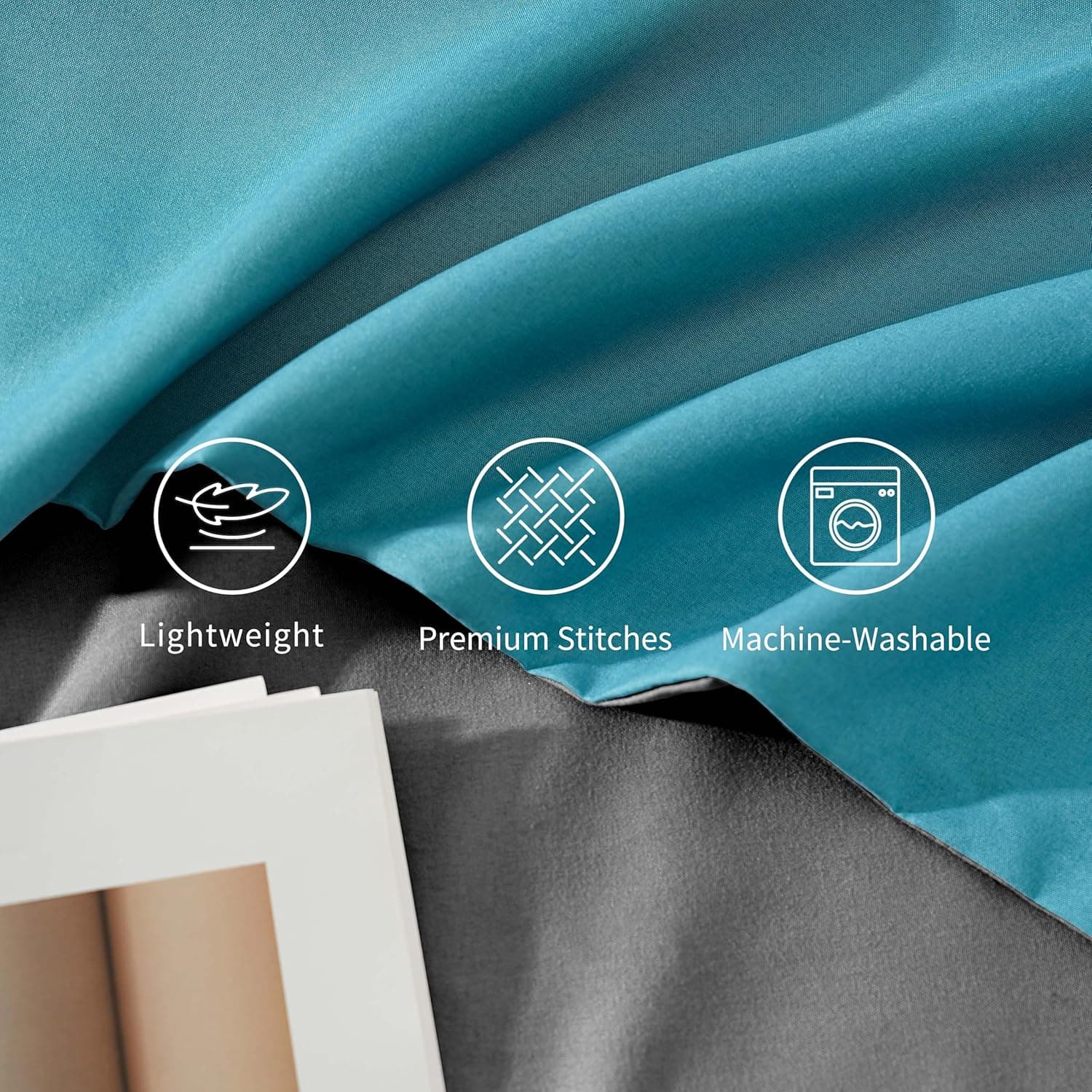 Lot de 2 taies d'oreiller à fermeture éclair en microfibre brossée pour chambre à coucher (50 x 75 cm) - Gris et bleu sarcelle 3