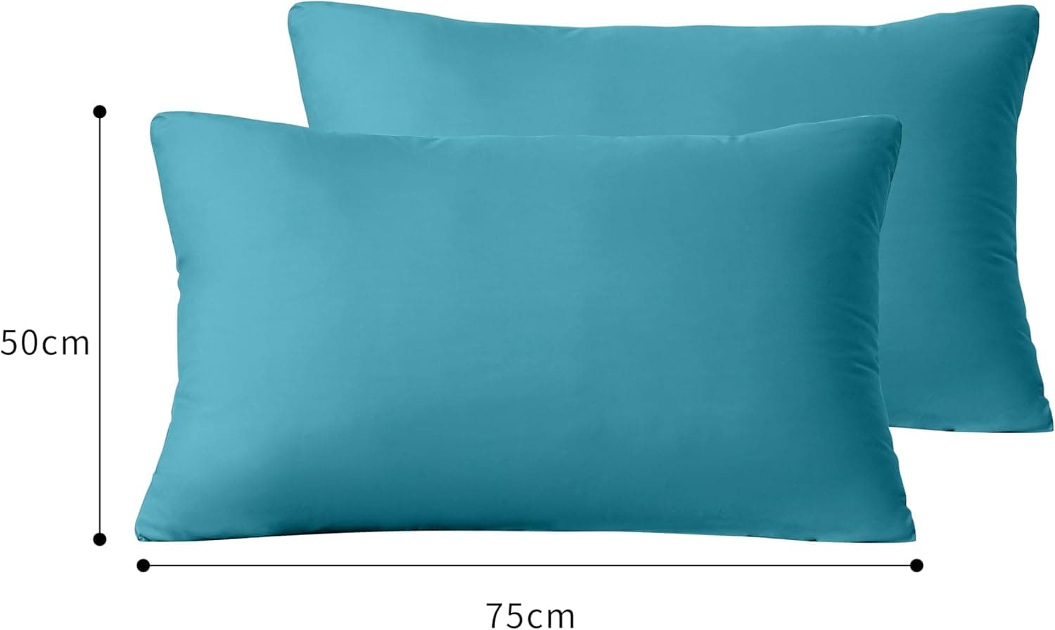 Lot de 2 taies d'oreiller à fermeture éclair en microfibre brossée pour chambre à coucher (50 x 75) cm Bleu sarcelle 2