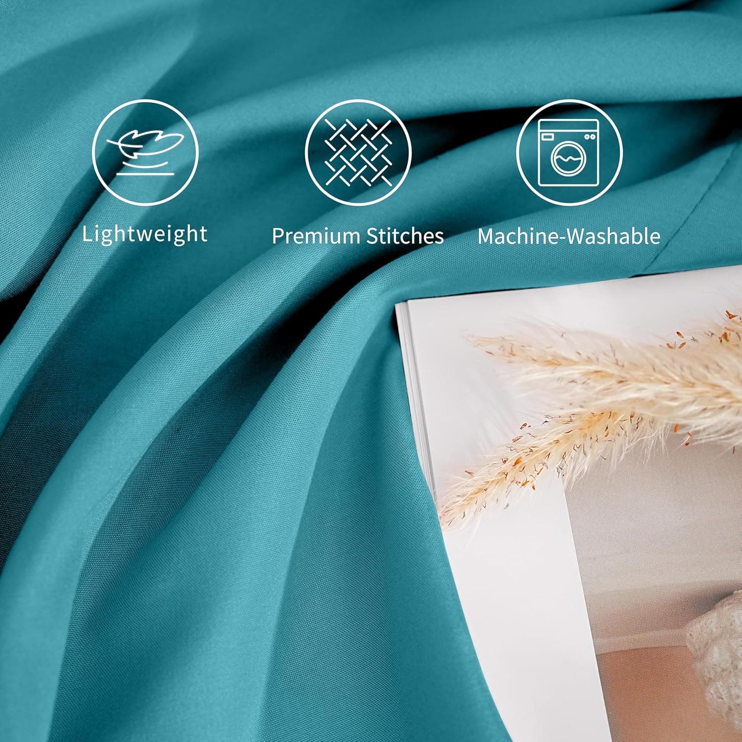 Lot de 2 taies d'oreiller à fermeture éclair en microfibre brossée pour chambre à coucher (50 x 75) cm Bleu sarcelle 3