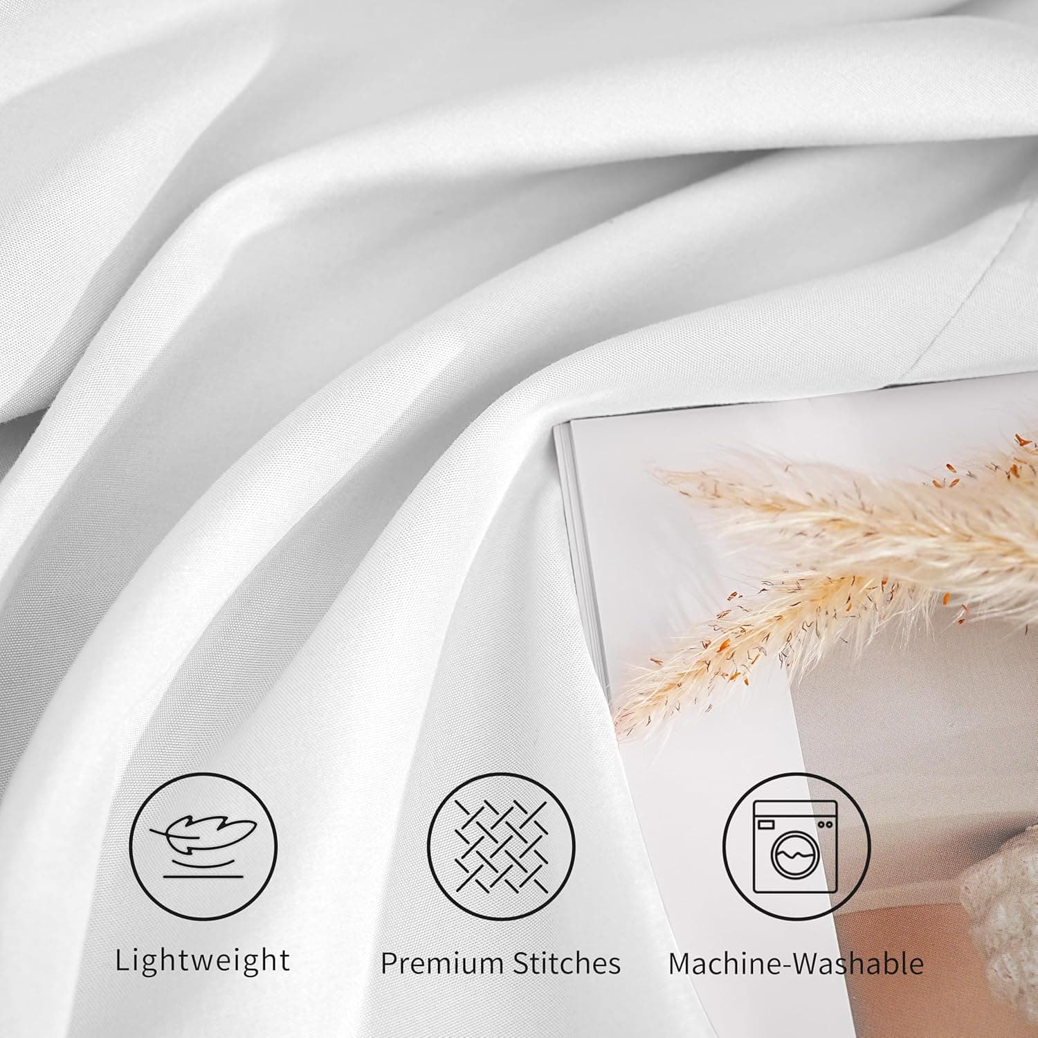 Lot de 2 taies d'oreiller à fermeture éclair en microfibre brossée pour chambre à coucher (50 x 75 cm) Blanc 3