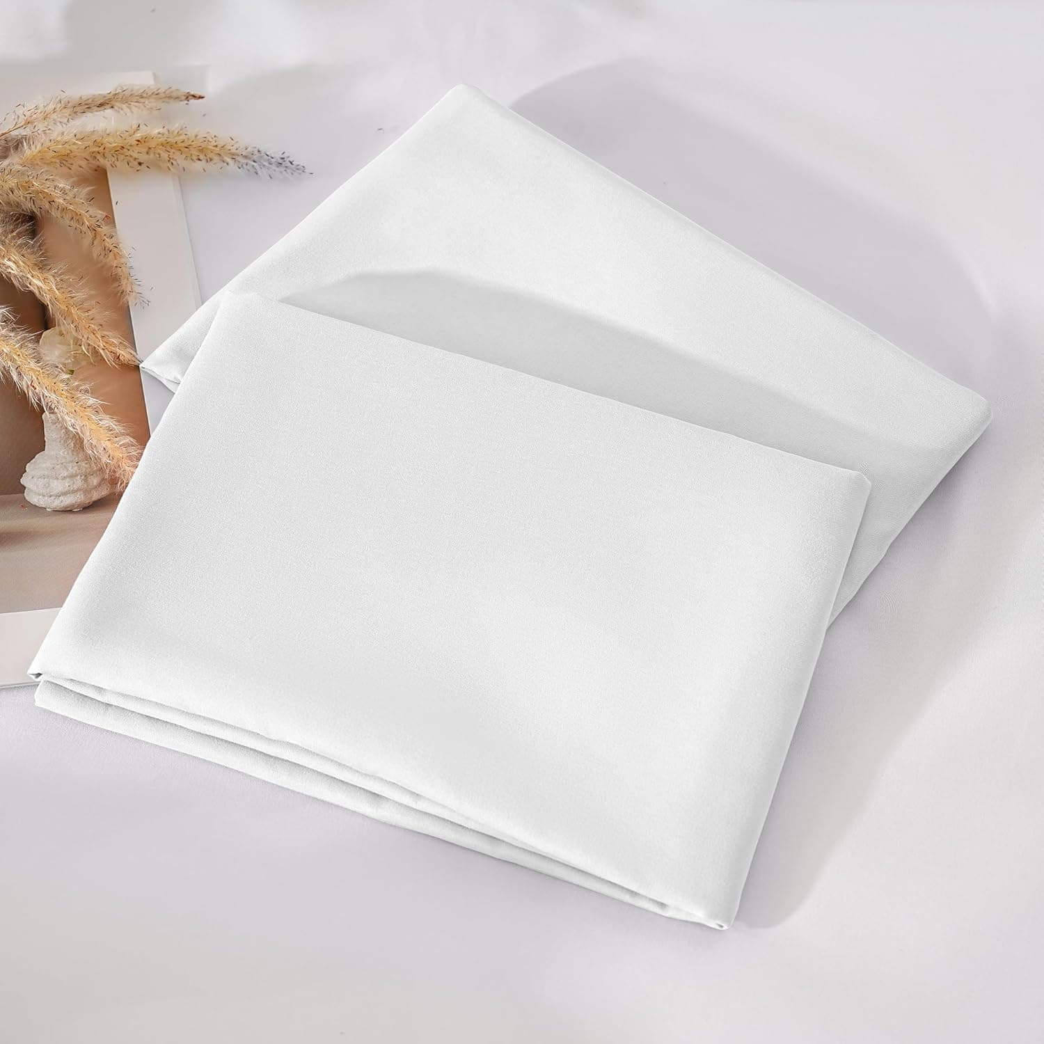 Lot de 2 taies d'oreiller à fermeture éclair en microfibre brossée pour chambre à coucher (50 x 75 cm) Blanc 8