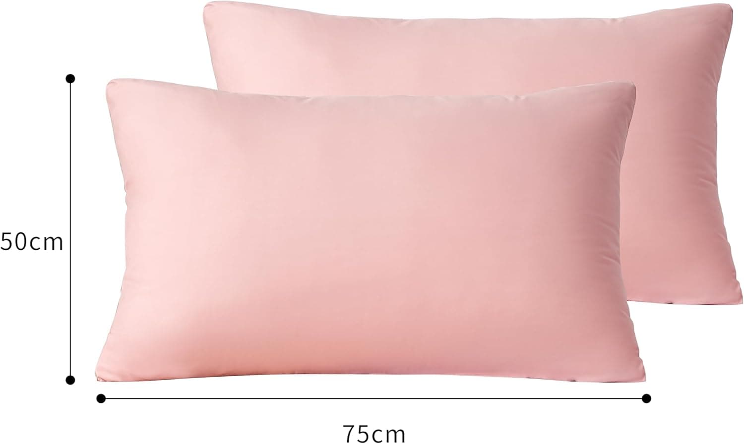 Lot de 2 taies d'oreiller à fermeture éclair en microfibre brossée pour chambre à coucher (50 x 75) cm, rose 2