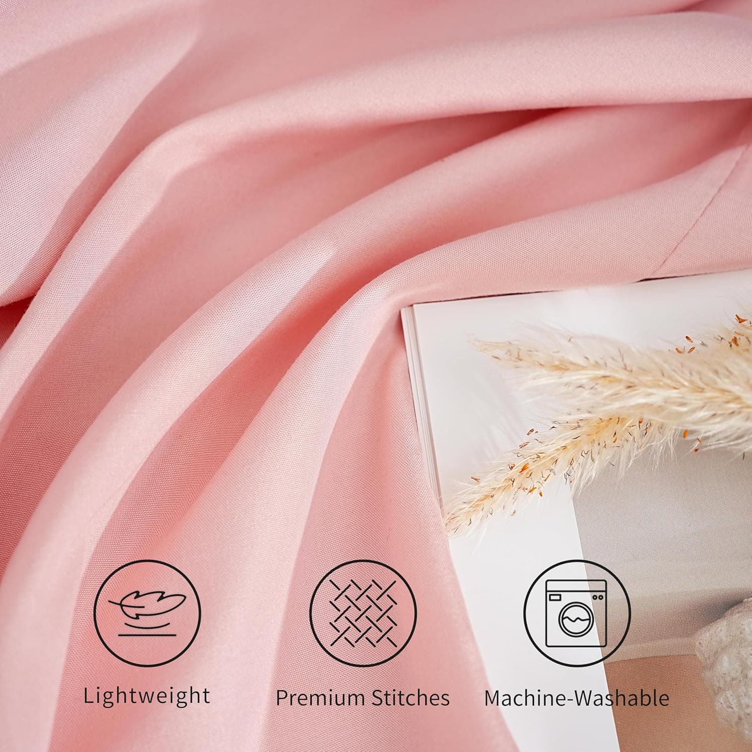 Lot de 2 taies d'oreiller à fermeture éclair en microfibre brossée pour chambre à coucher (50 x 75) cm, rose 3