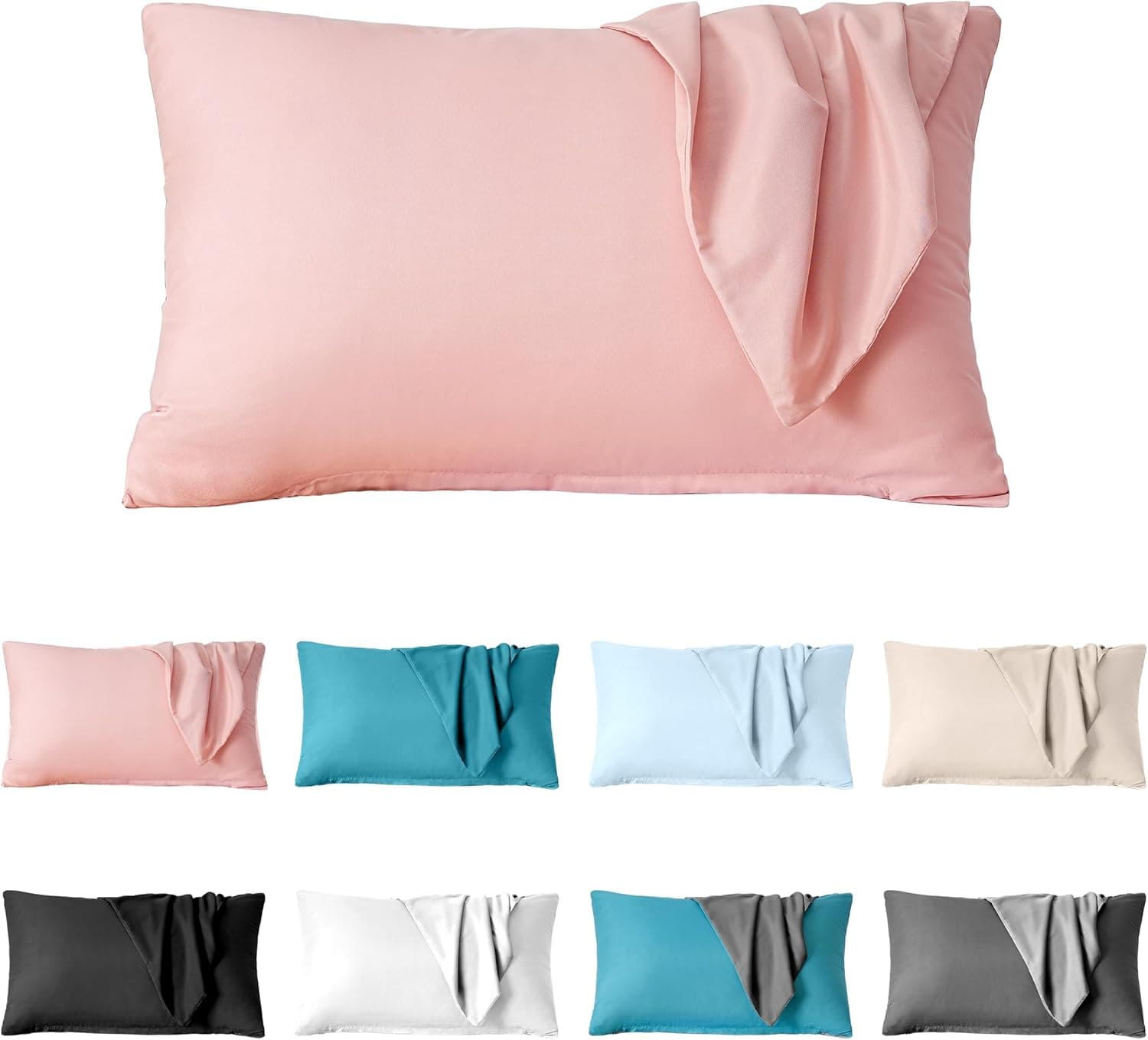 Lot de 2 taies d'oreiller à fermeture éclair en microfibre brossée pour chambre à coucher (50 x 75) cm, rose 7