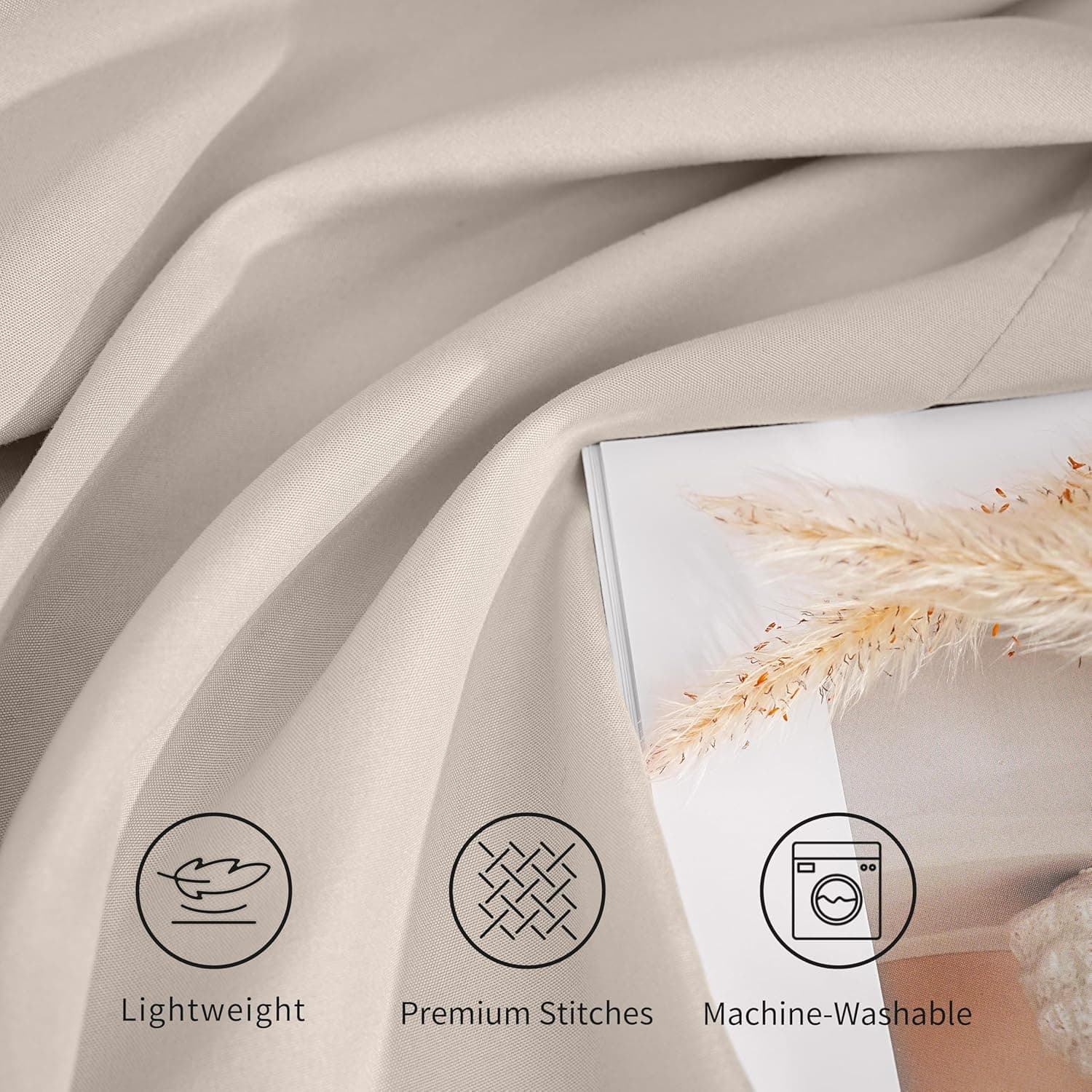 Lot de 2 taies d'oreiller à fermeture éclair en microfibre brossée pour chambre à coucher (50 x 75) cm Beige 4