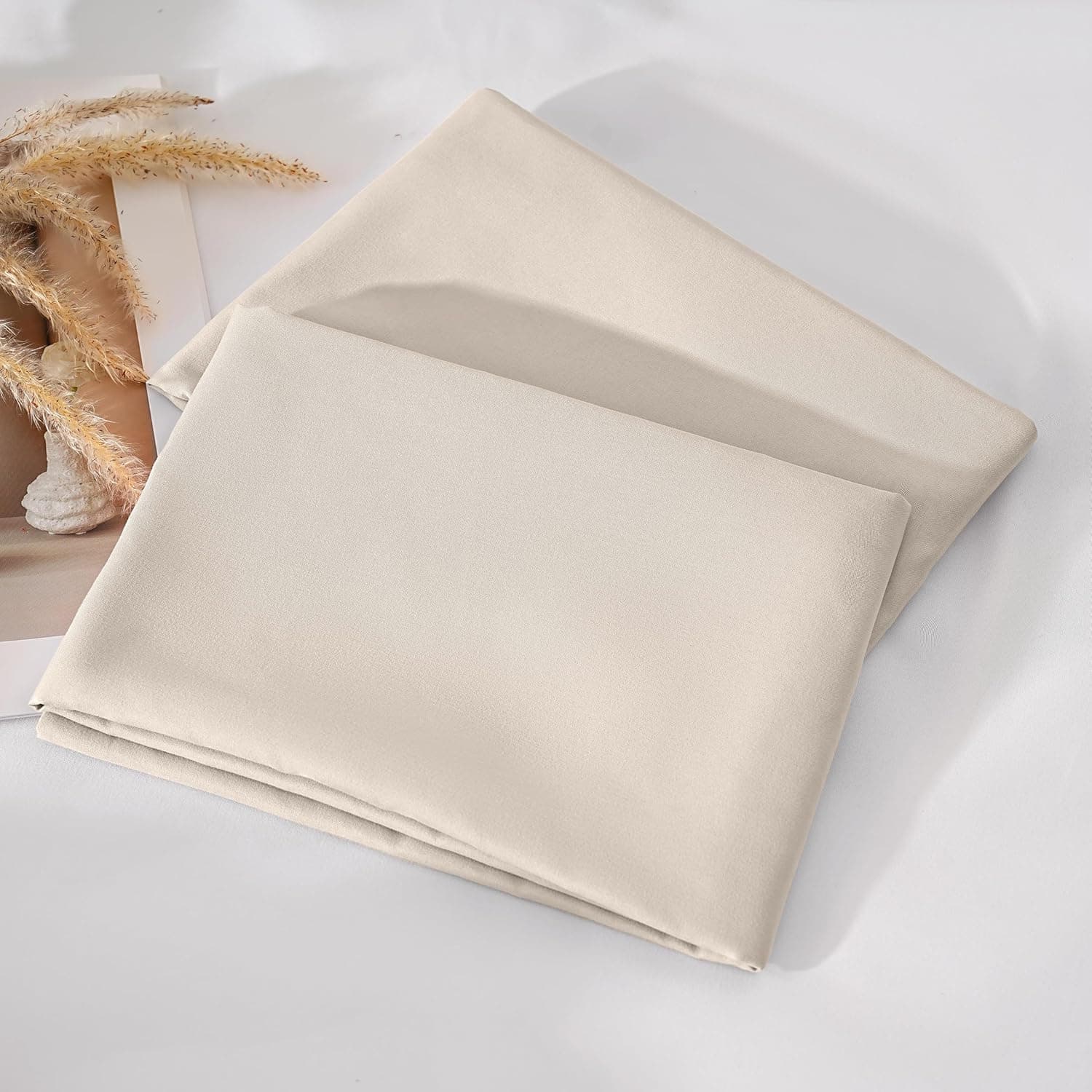 Lot de 2 taies d'oreiller à fermeture éclair en microfibre brossée pour chambre à coucher (50 x 75) cm Beige 8