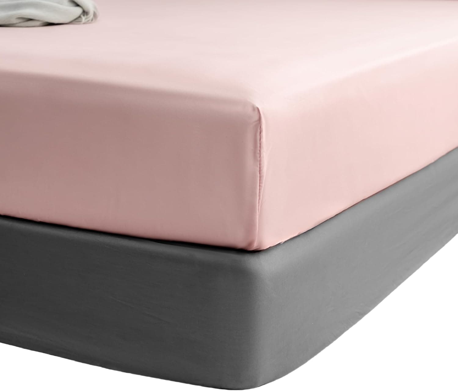 Drap-housse uniquement en matériau doux et respirant, pour toutes les saisons, pour lit double, rose clair