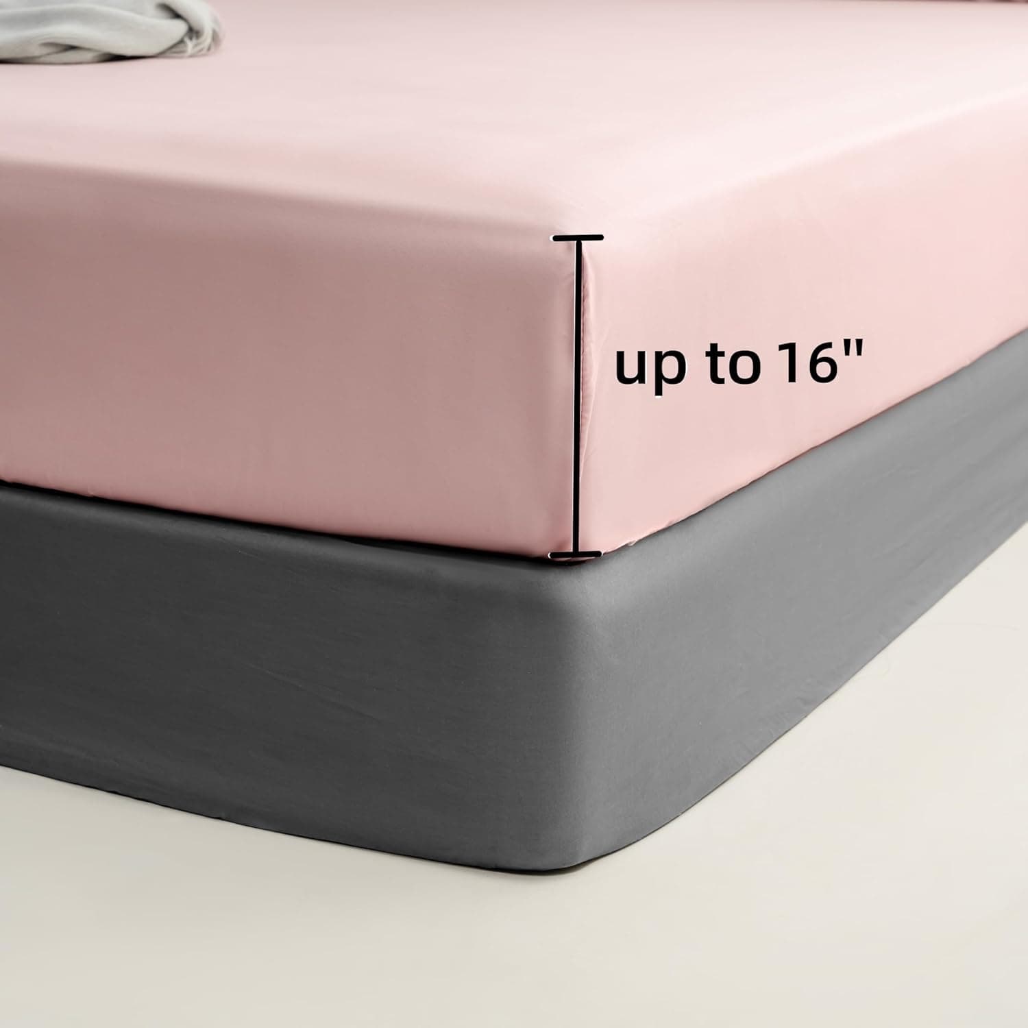 Drap-housse uniquement en matériau doux et respirant, pour toutes les saisons, pour lit double, rose clair 7