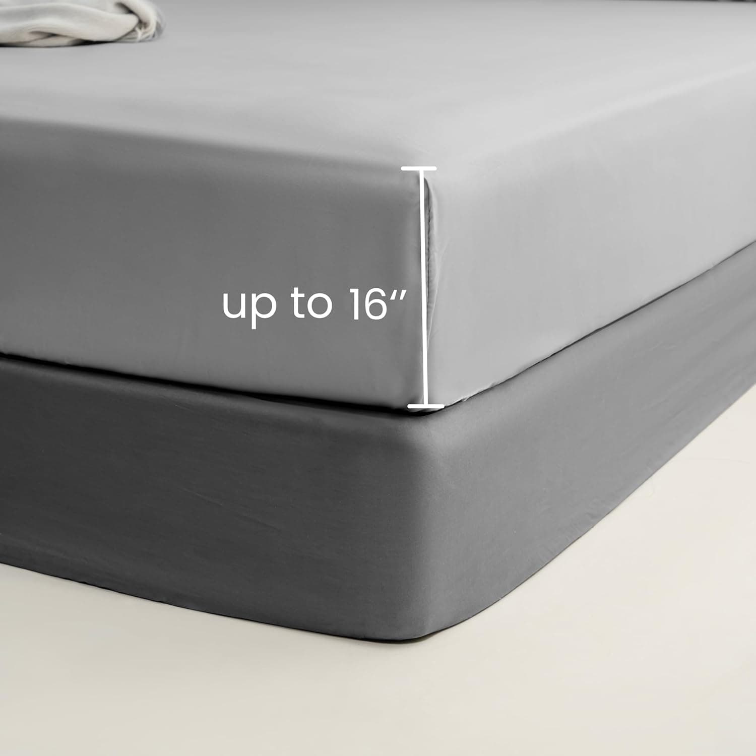 Drap-housse uniquement en matériau doux et respirant, toutes saisons pour lit double, gris clair