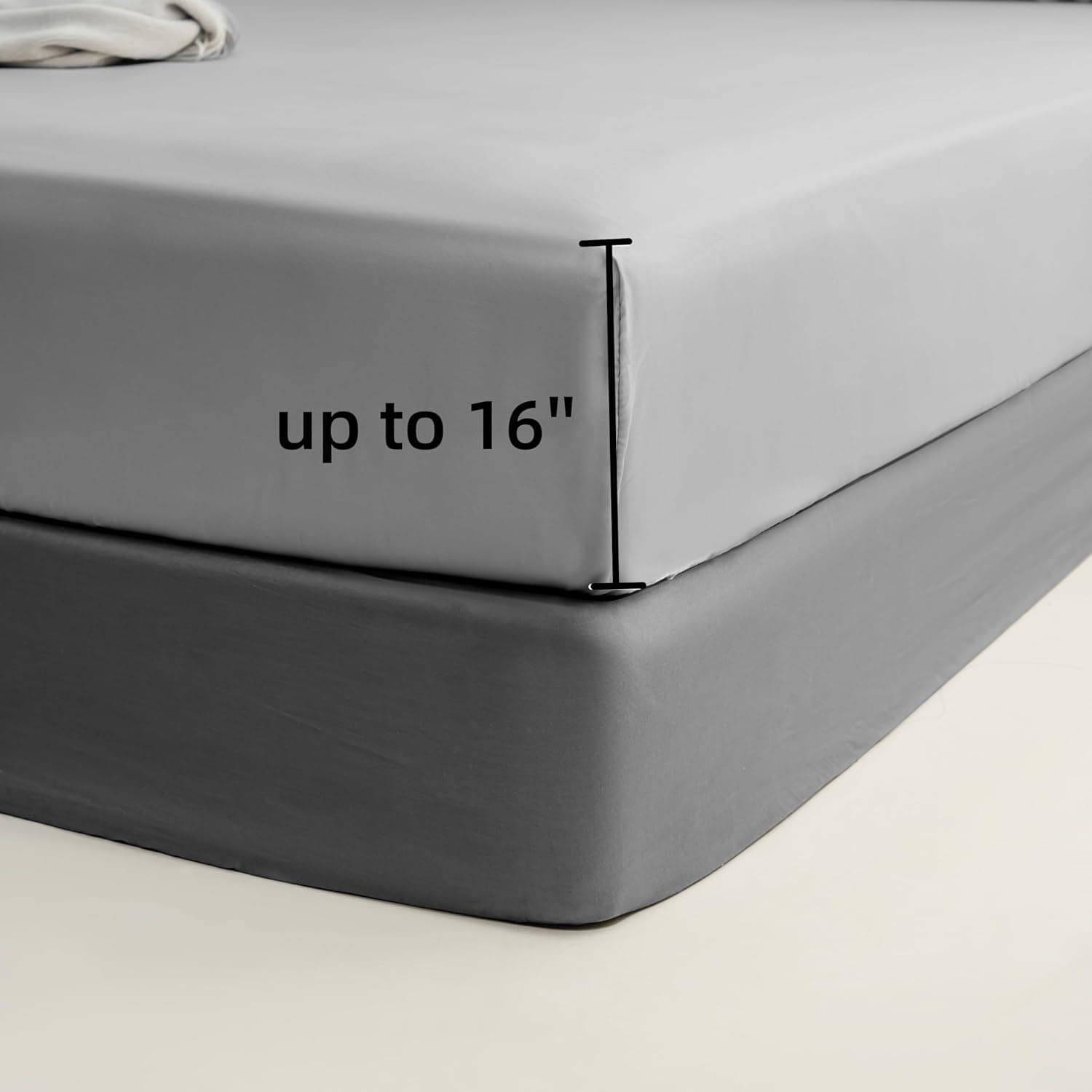 Drap-housse uniquement en matériau doux et respirant, toutes saisons pour lit double, gris clair 7