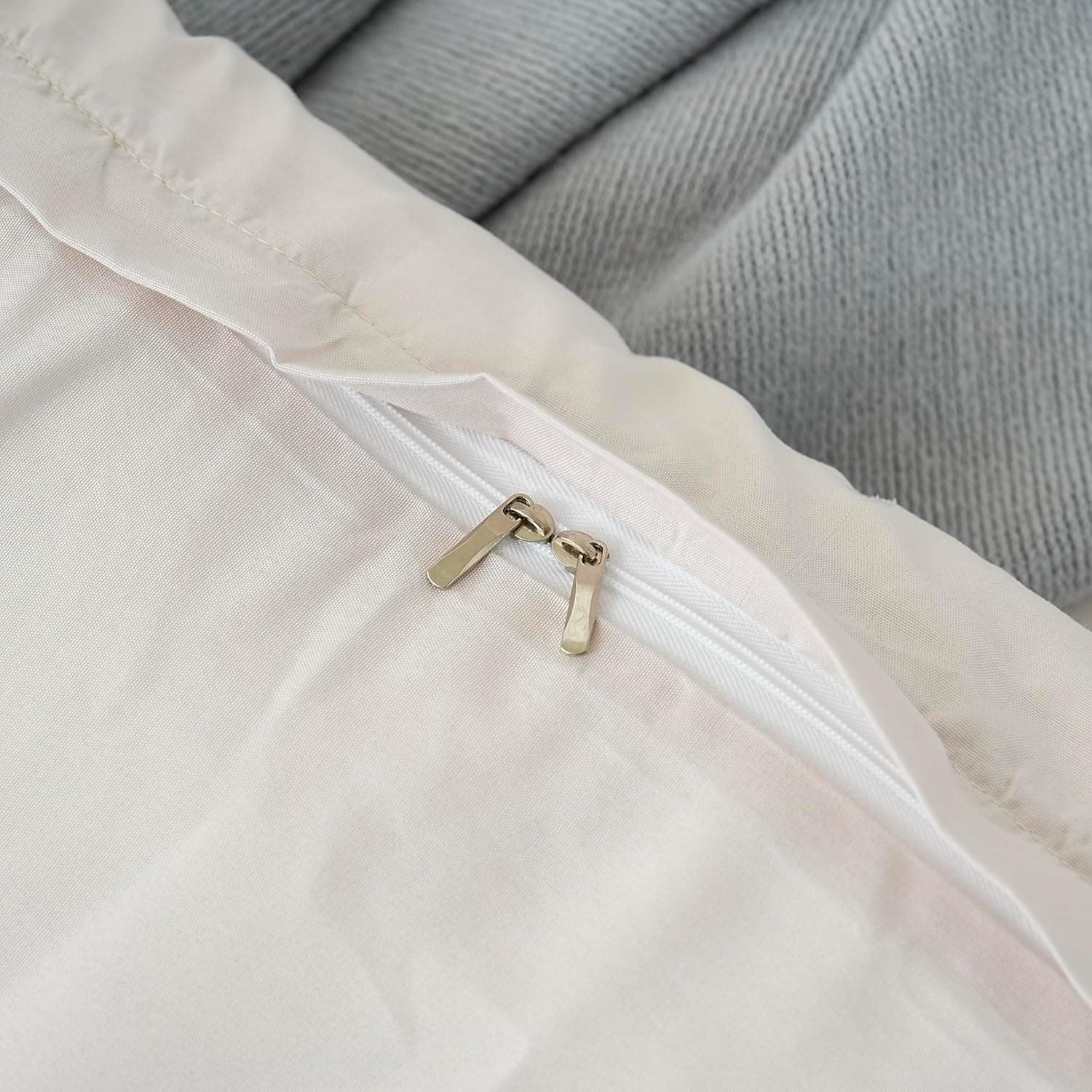 MOHAP Parure de Lit 4 Pièces Housse de Couette 200x200cm + Drap Housse 160x200cm Bonnet 30cm + 2 Taies d'oreiller 65x65cm 2 Personnes Ensemble Housse de Couette Beige Léger 80 Fils/cm² Microfibre 6