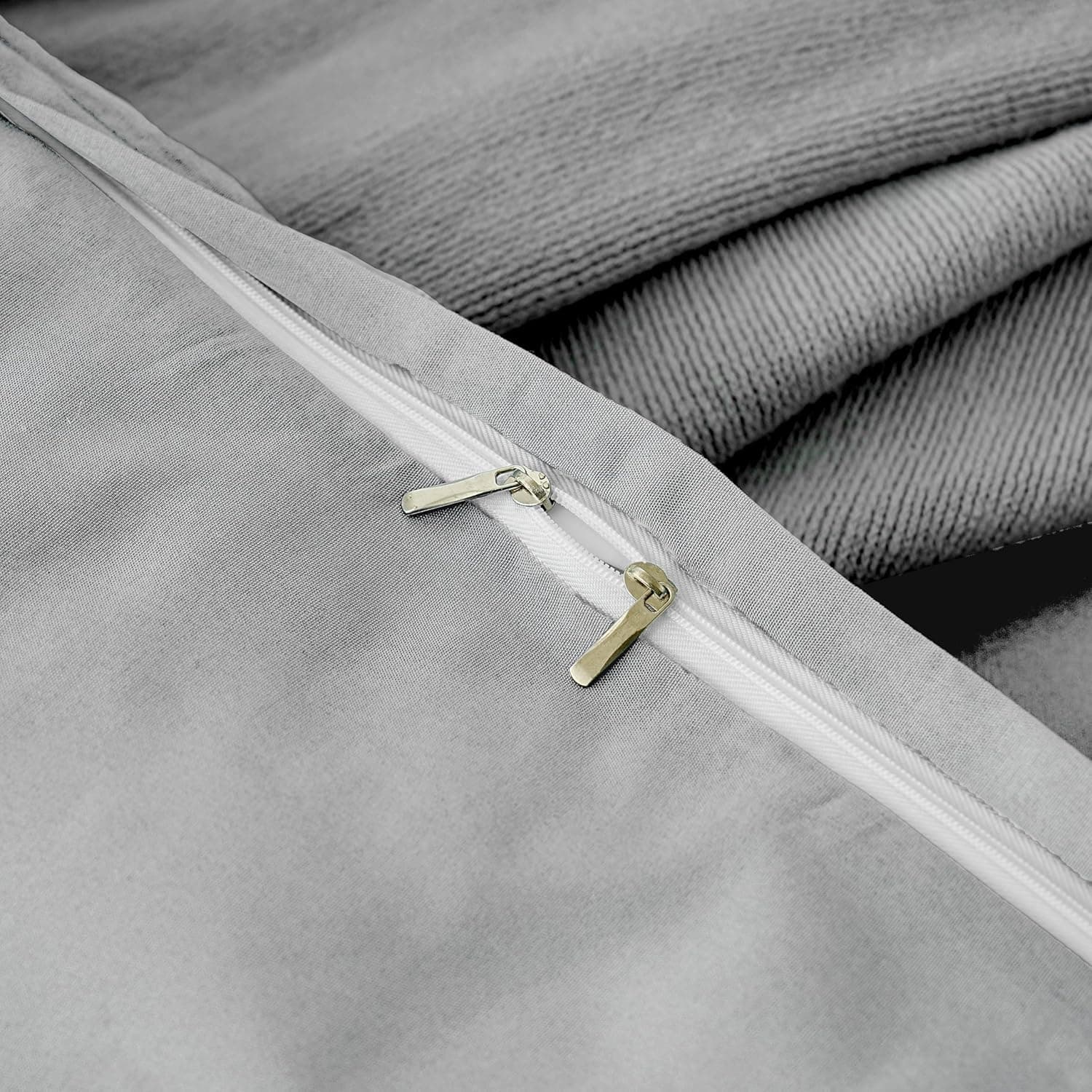 MOHAP Parure de Lit 4 Pièces Housse de Couette 200x200cm + Drap Housse 160x200cm Bonnet 30cm + 2 Taies d'oreiller 65x65cm 2 Personnes Ensemble Housse de Couette Gris Clair Léger 80 Fils/cm² Microfibre 6