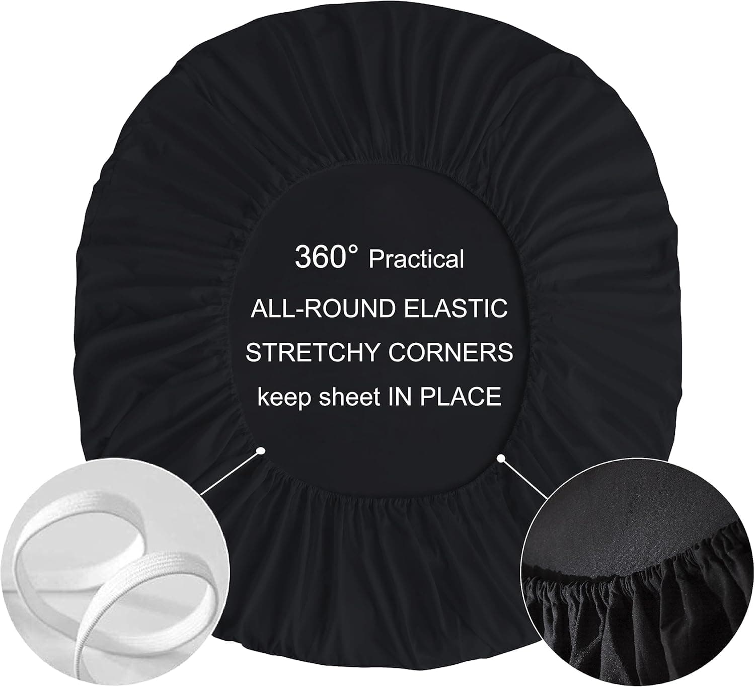 MOHAP King Size Fitted Sheet Black with Extra Deep 16 inch 40 cm Pocket Bed Sheet Only Bedsheet Brushed Microfiber Bottom Sheet for King Bed 150x200 Black 3